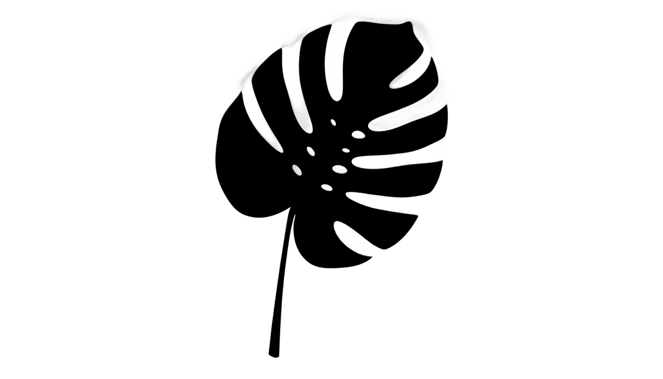 monstera png black and white PNG transparent background
