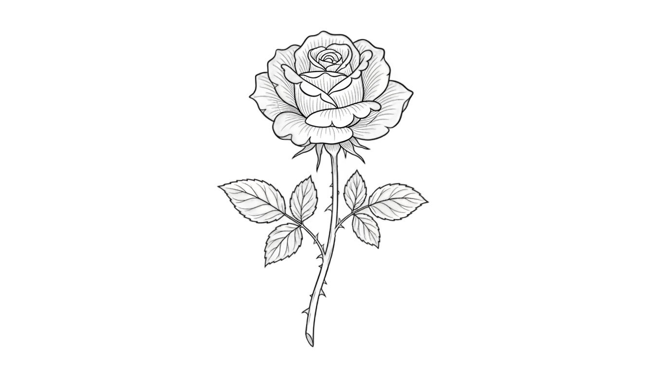 rose line art png PNG transparent background