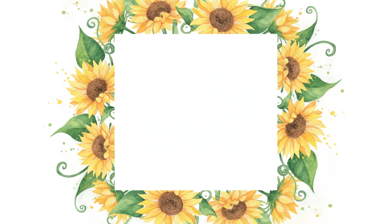 watercolor sunflower border png PNG transparent background