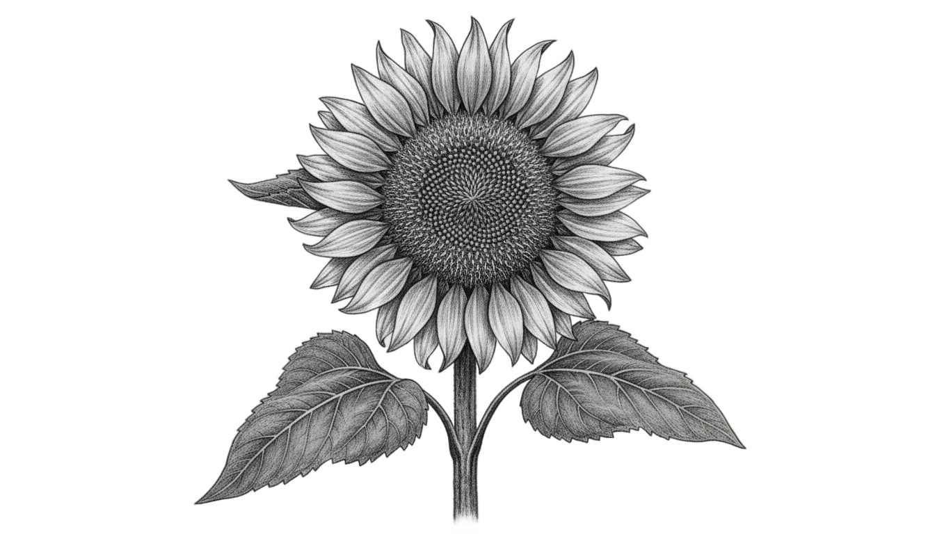 sunflower png black and white PNG transparent background