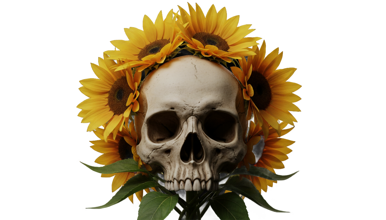 sunflower skull png PNG transparent background