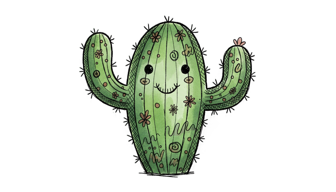 cactus doodle png PNG transparent background