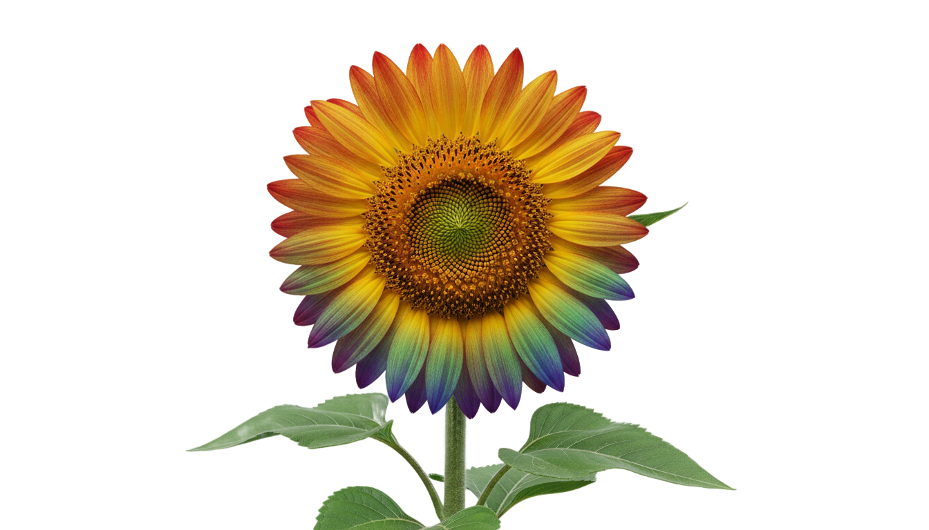 rainbow sunflower png PNG transparent background
