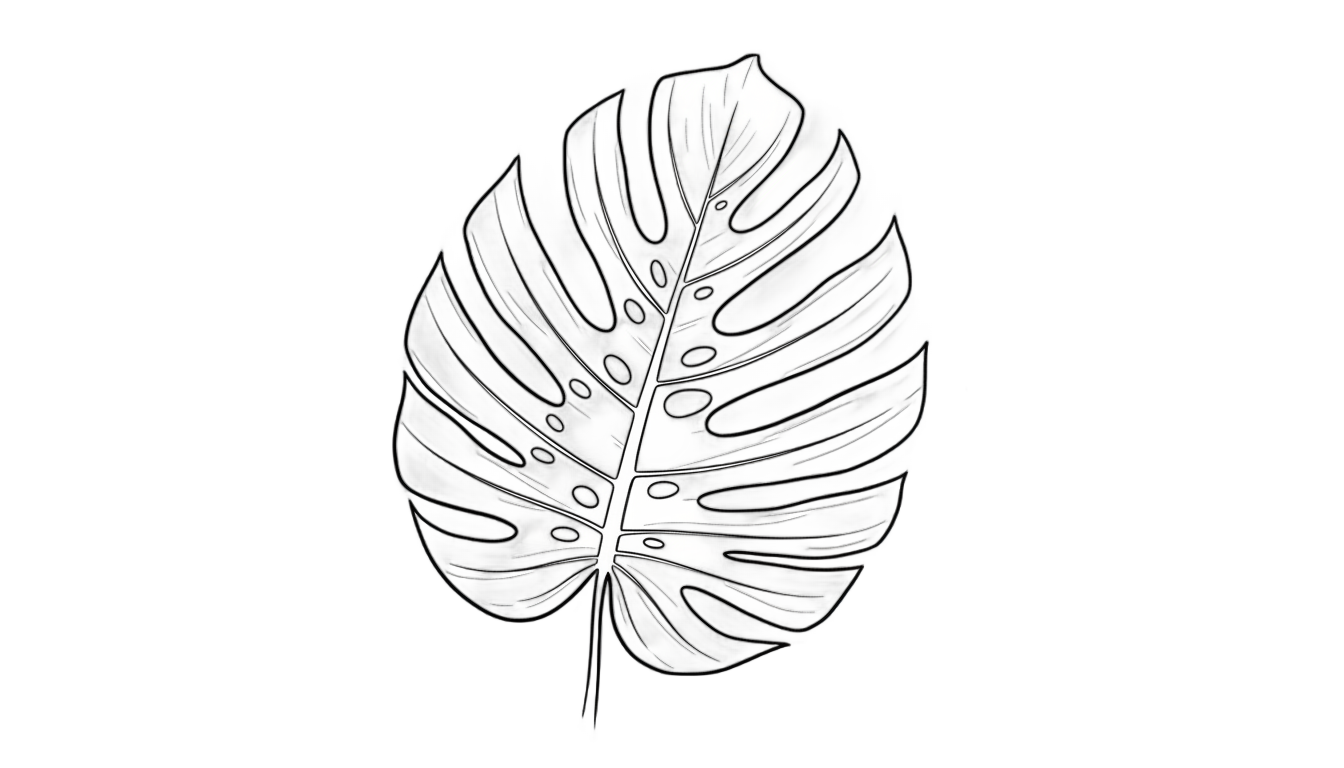 monstera drawing png PNG transparent background