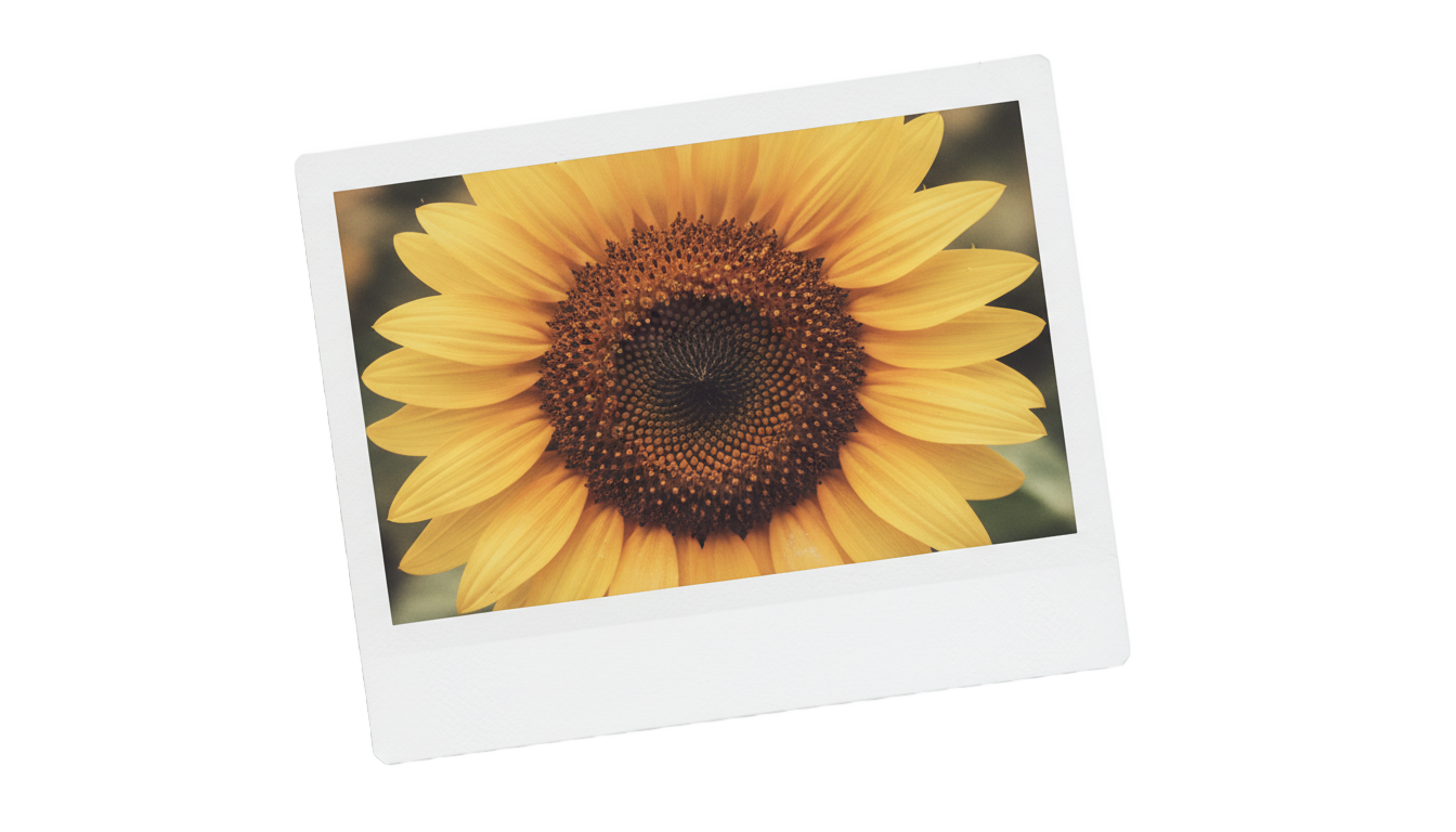 sunflower polaroid png PNG transparent background