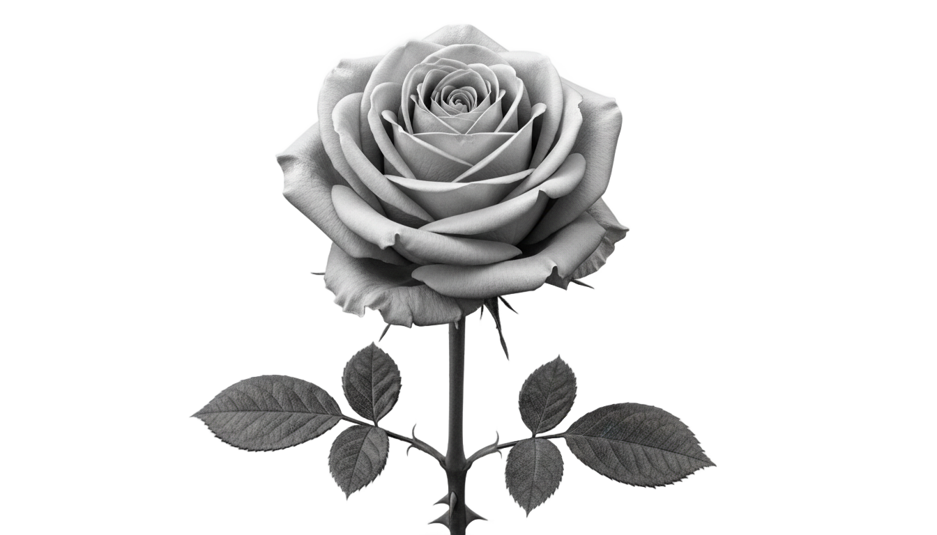 rose png black and white PNG transparent background