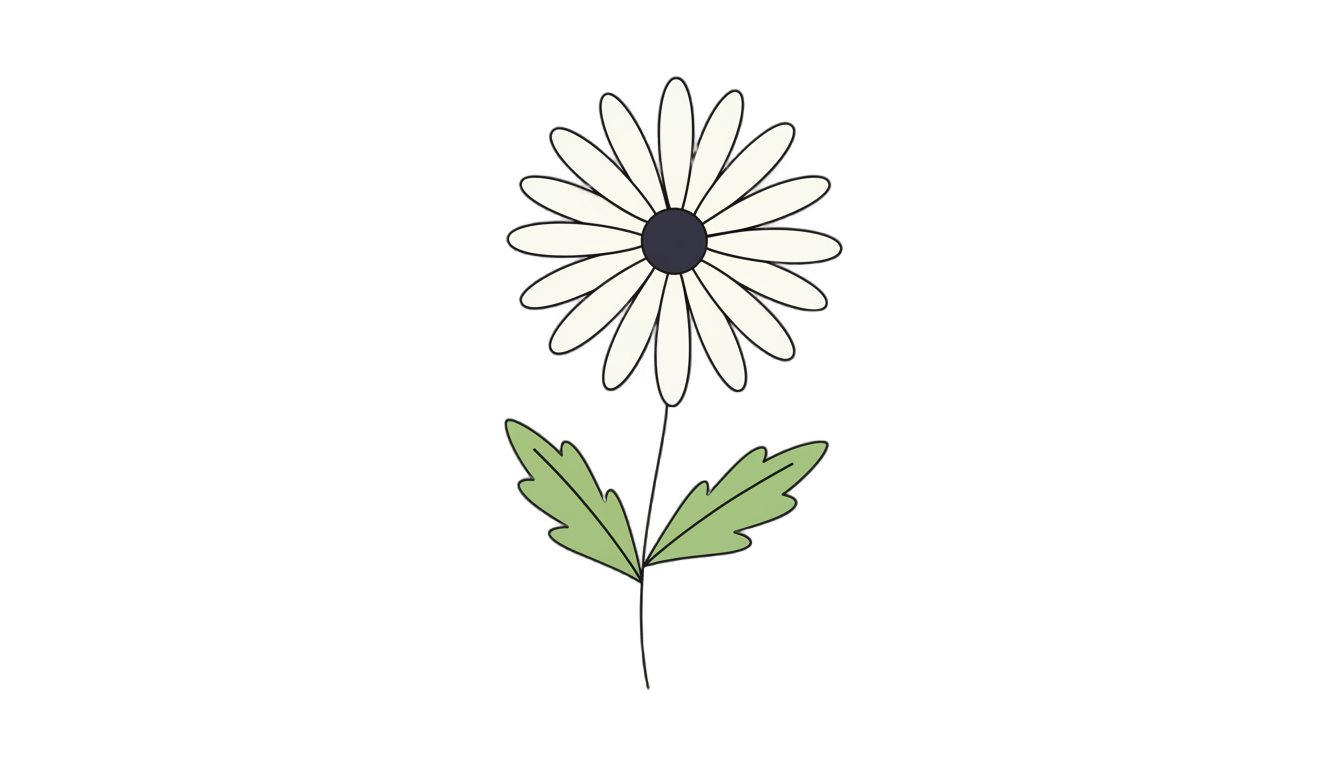 daisy flower png black and white PNG transparent background