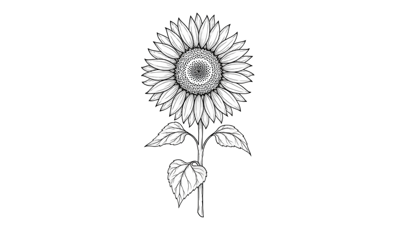 sunflower line drawing png PNG transparent background