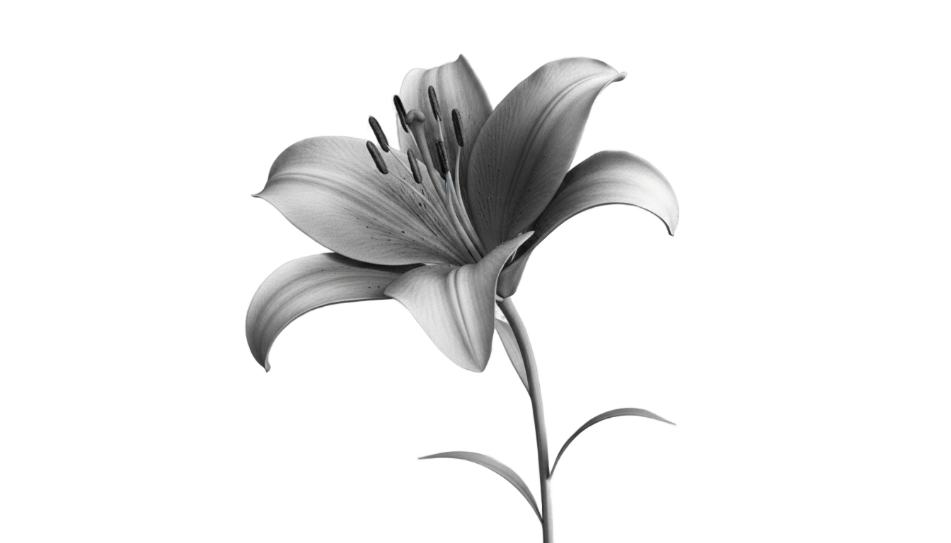 lily png black and white PNG transparent background