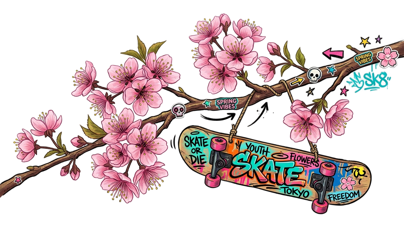 cherry blossom png sk8 PNG transparent background