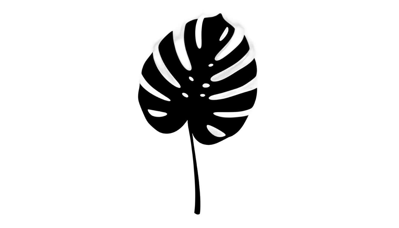 monstera png black and white PNG transparent background