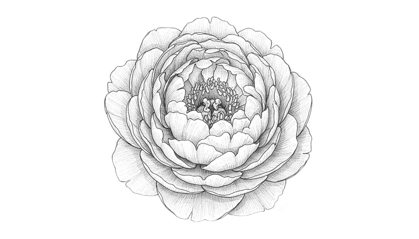 peony drawing png PNG transparent background
