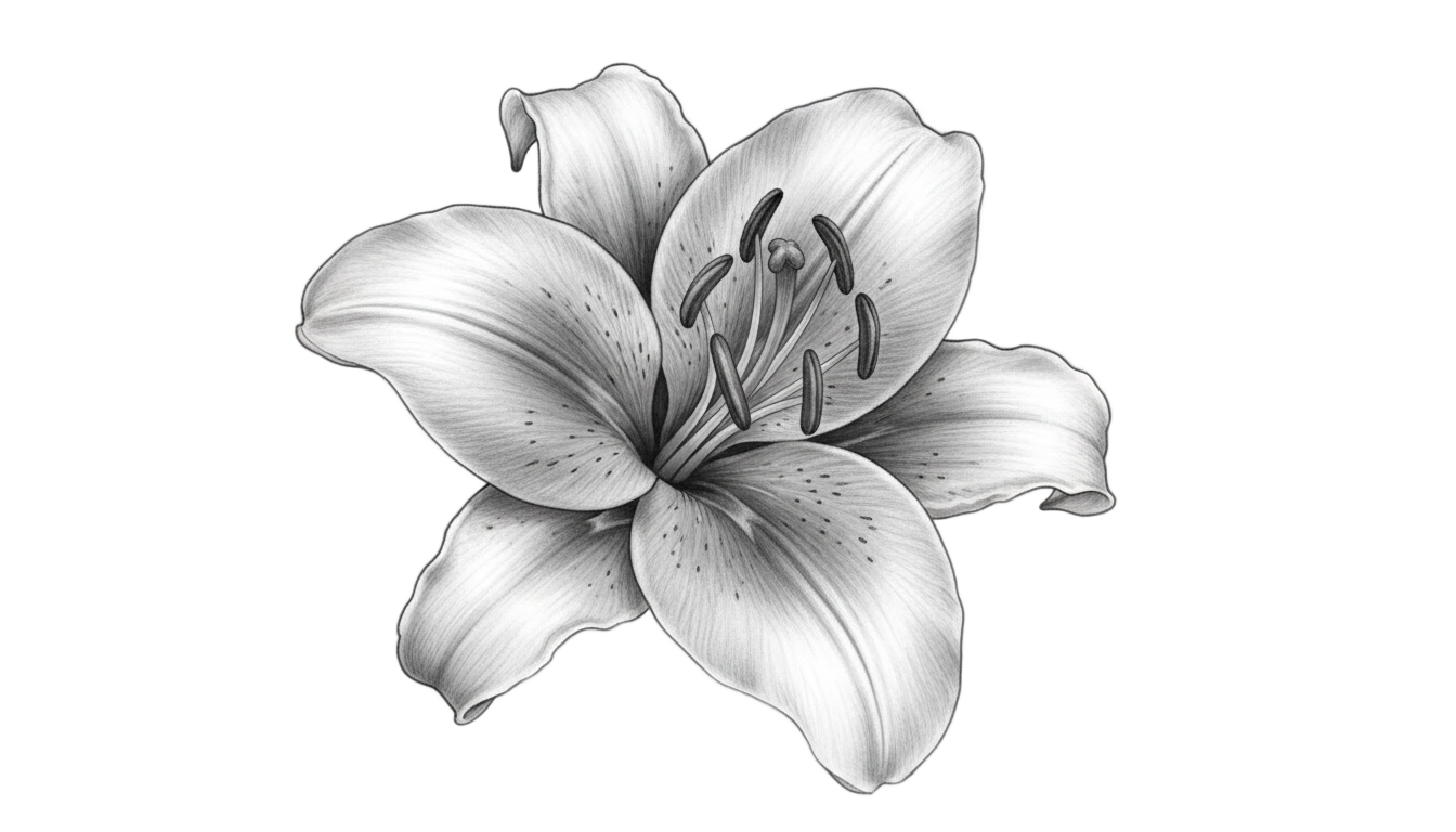 lily flower png black and white PNG transparent background