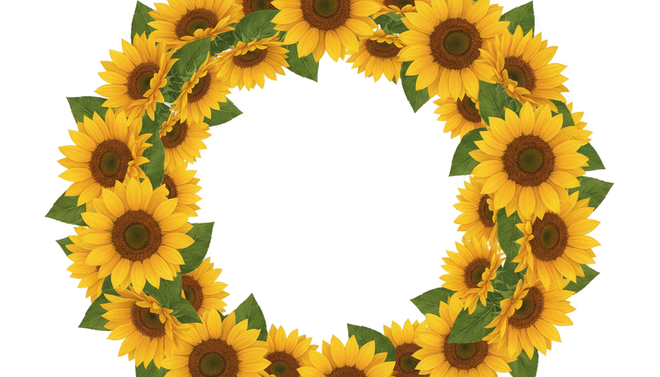 sunflower circle frame png PNG transparent background