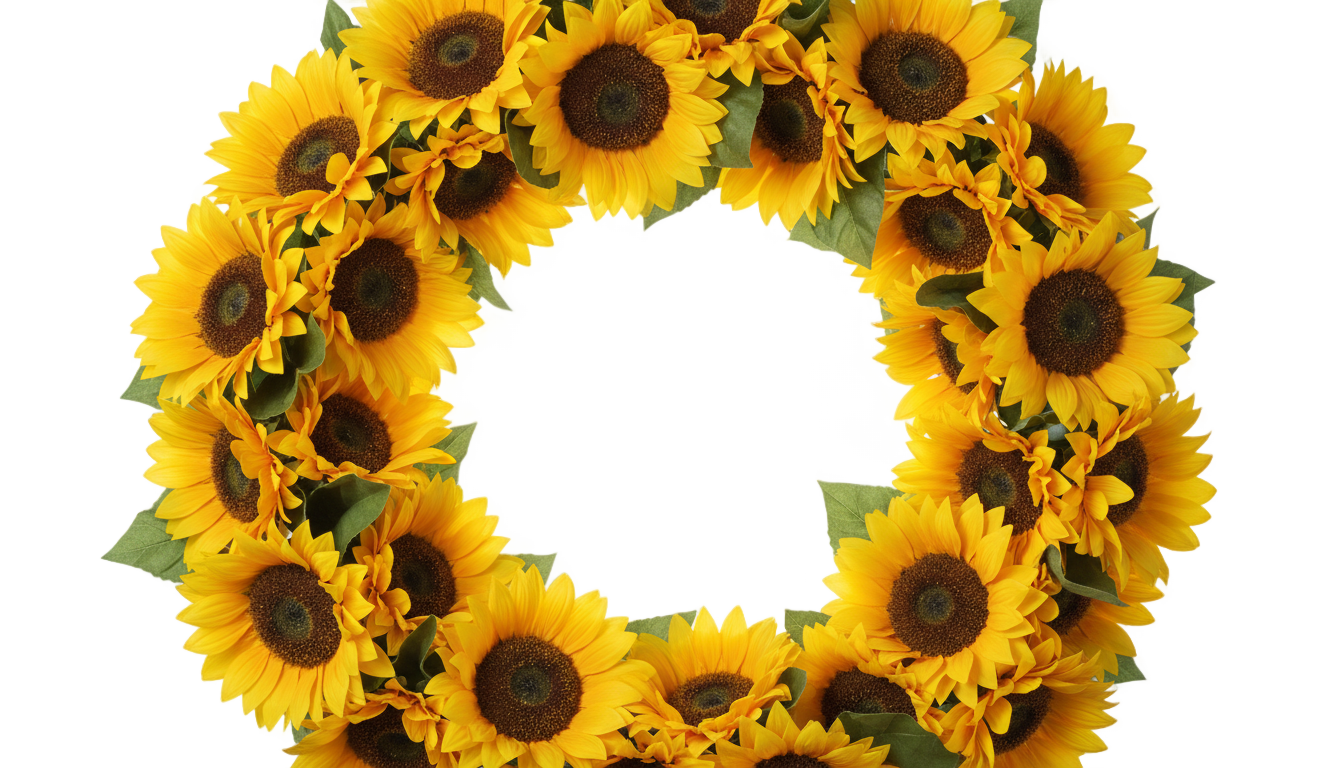 sunflower circle border png PNG transparent background