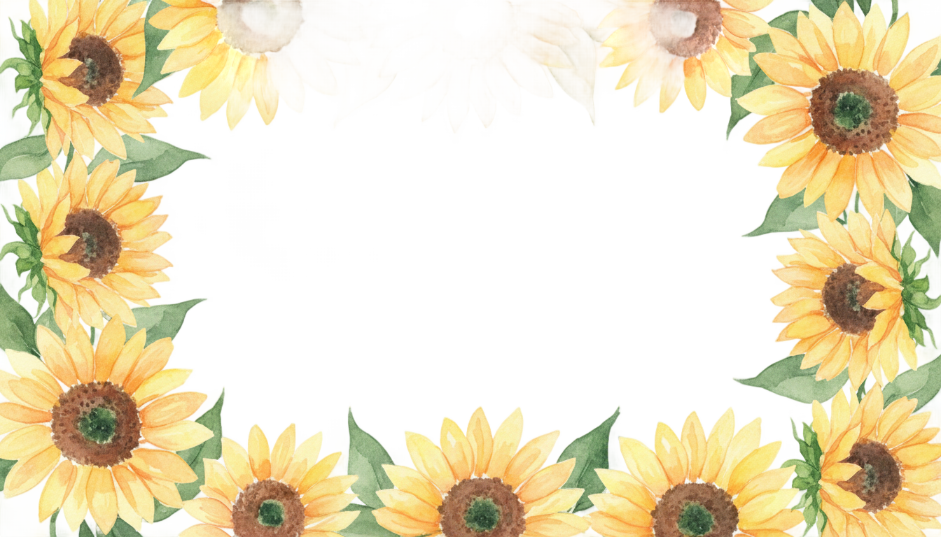 watercolor sunflower border png PNG transparent background