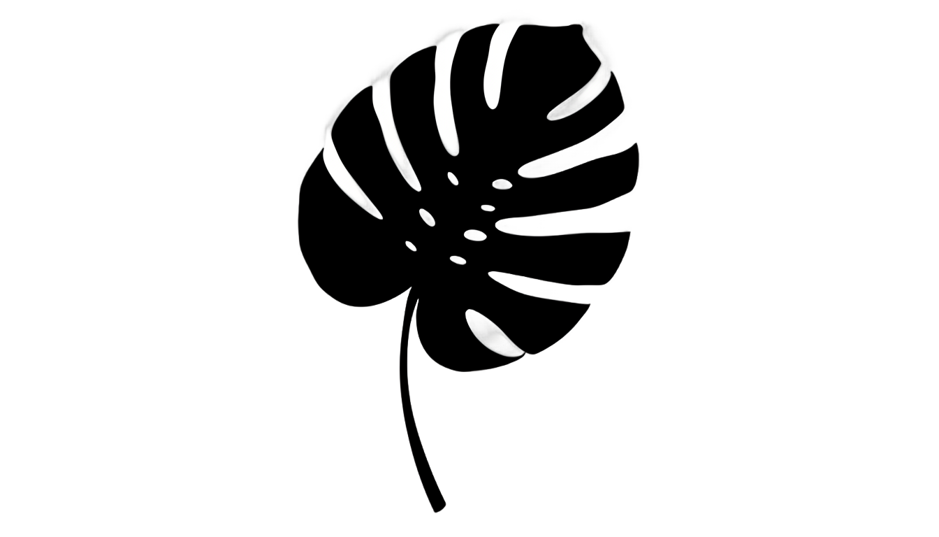 monstera png black and white PNG transparent background