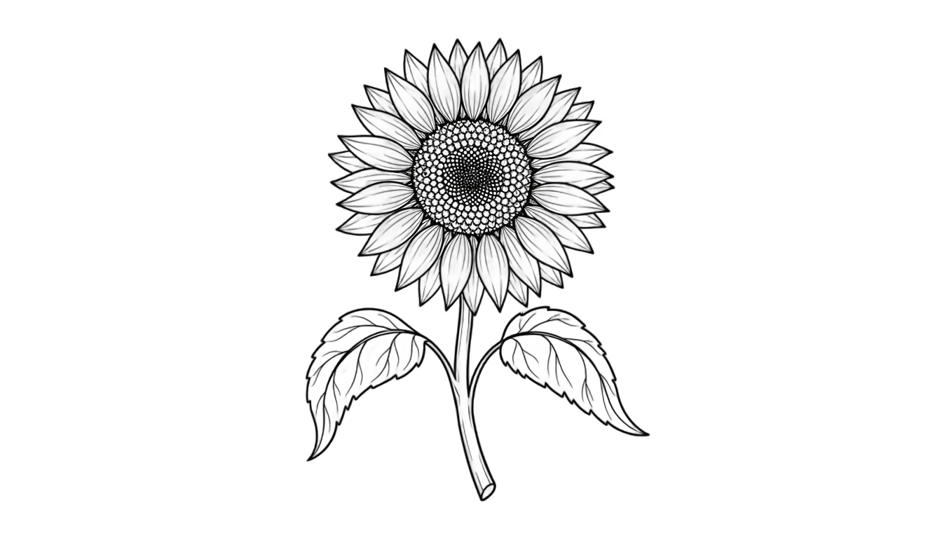 sunflower line drawing png PNG transparent background