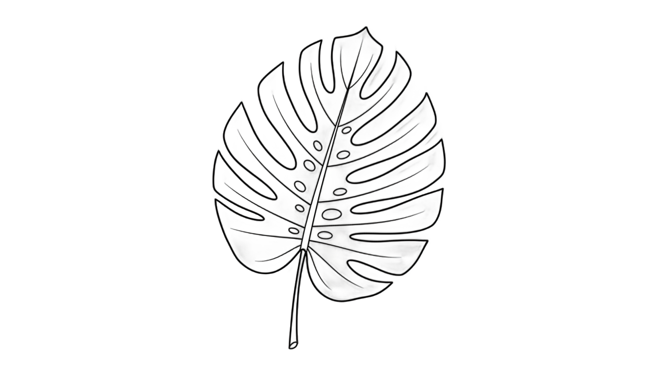 monstera line art png PNG transparent background