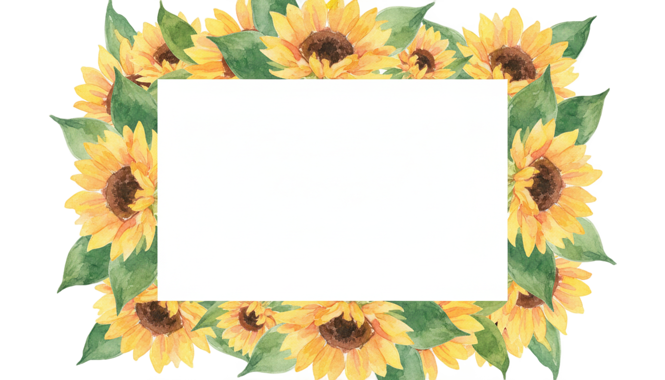 watercolor sunflower border png PNG transparent background