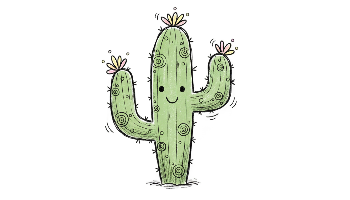 cactus doodle png PNG transparent background