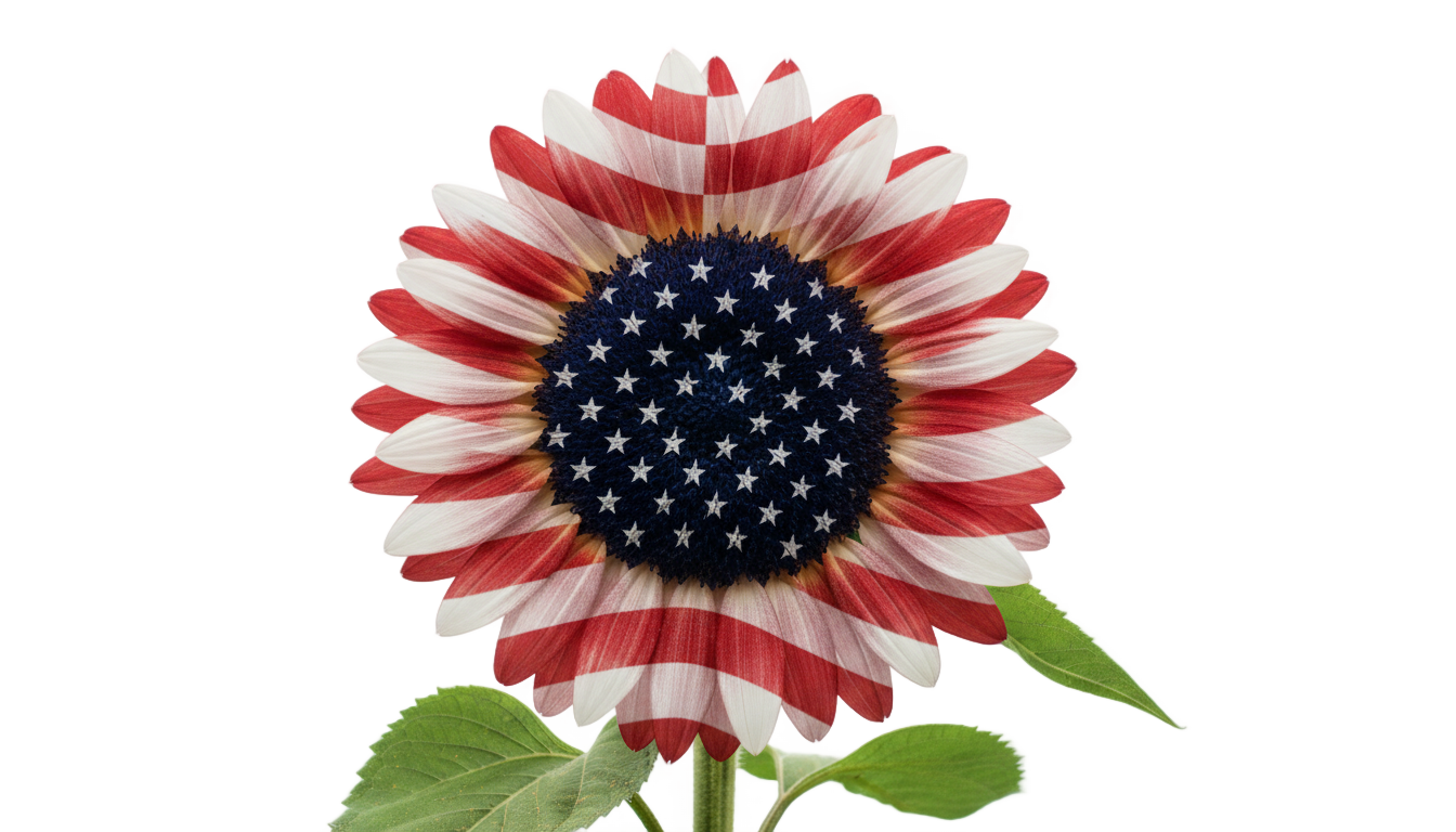 american flag sunflower png PNG transparent background