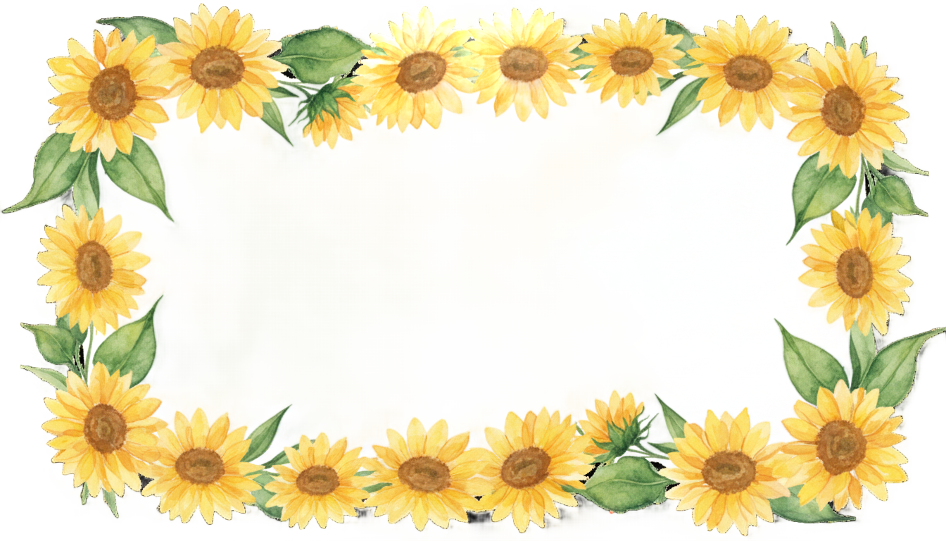 watercolor sunflower border png PNG transparent background