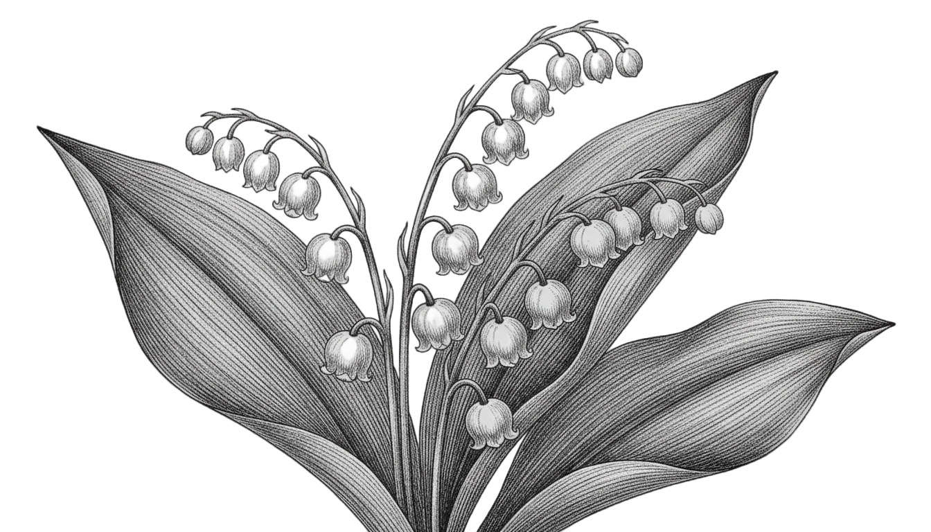 lily of the valley png black and white PNG transparent background