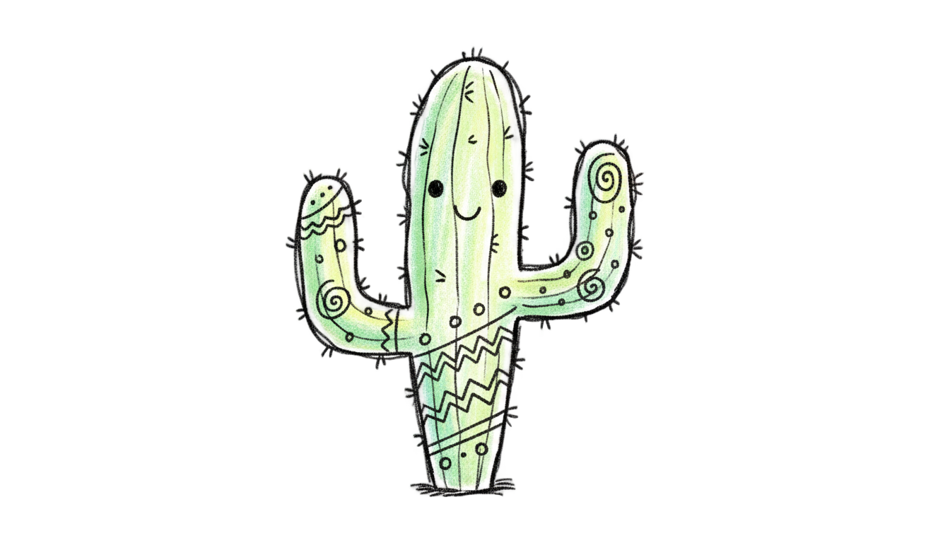 cactus doodle png PNG transparent background