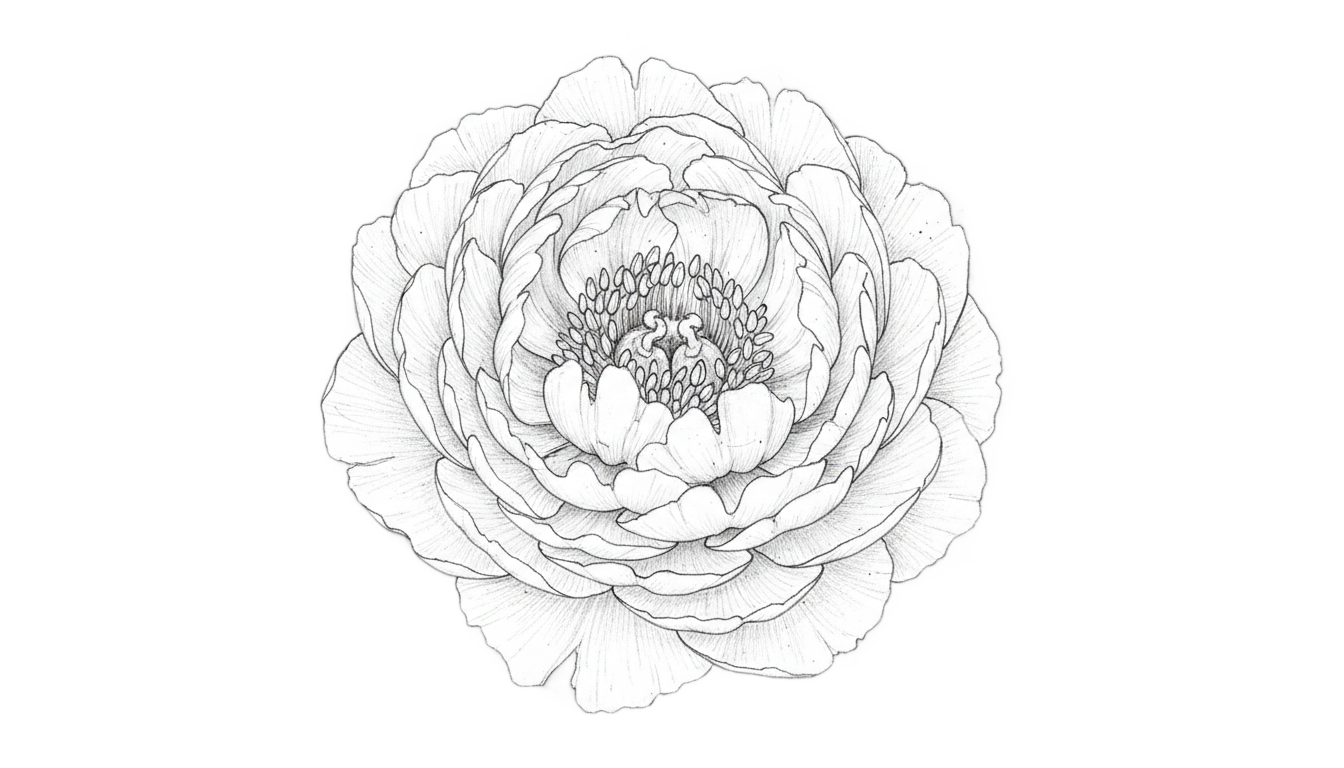 peony drawing png PNG transparent background