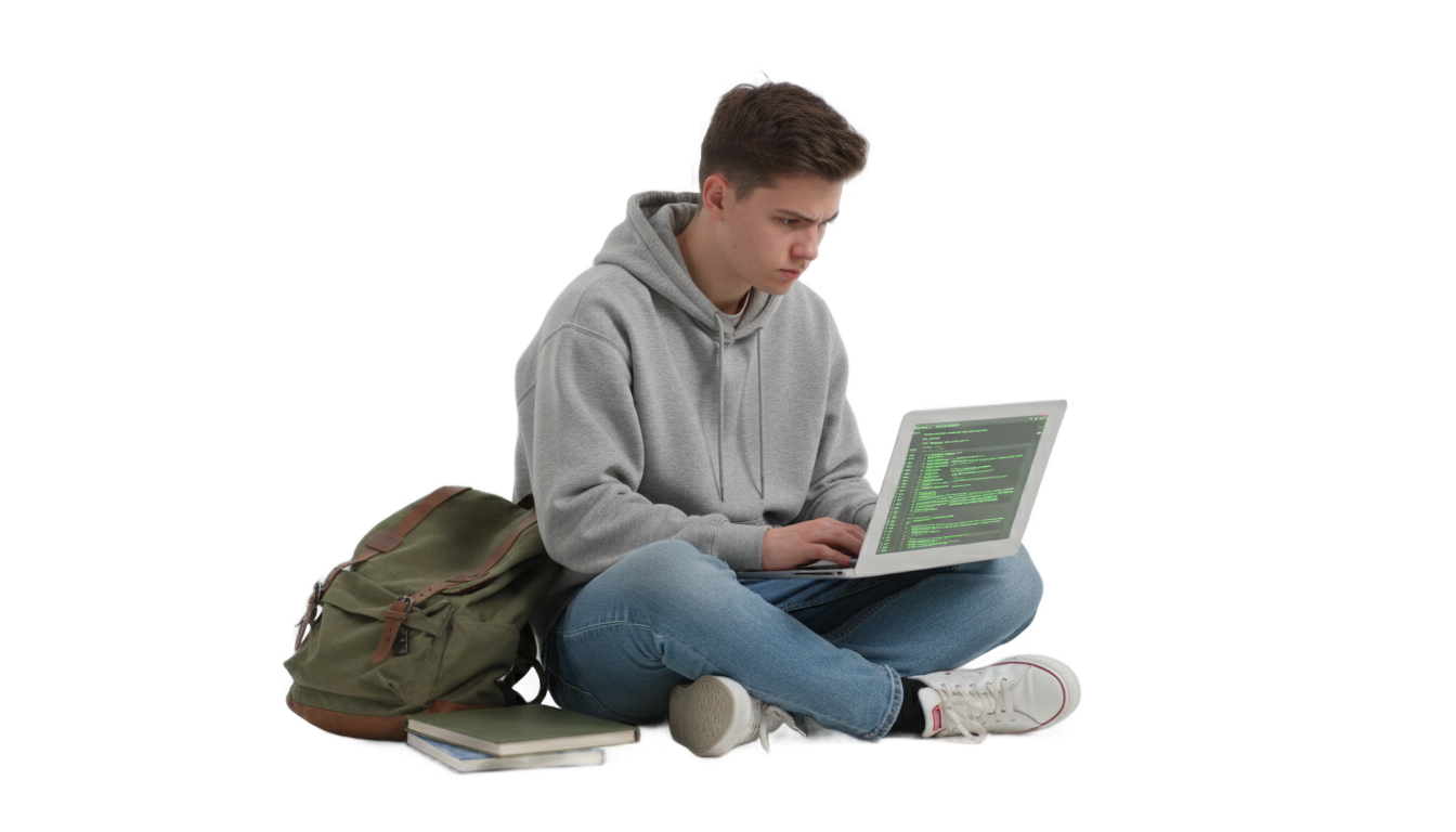 student with laptop png PNG transparent background