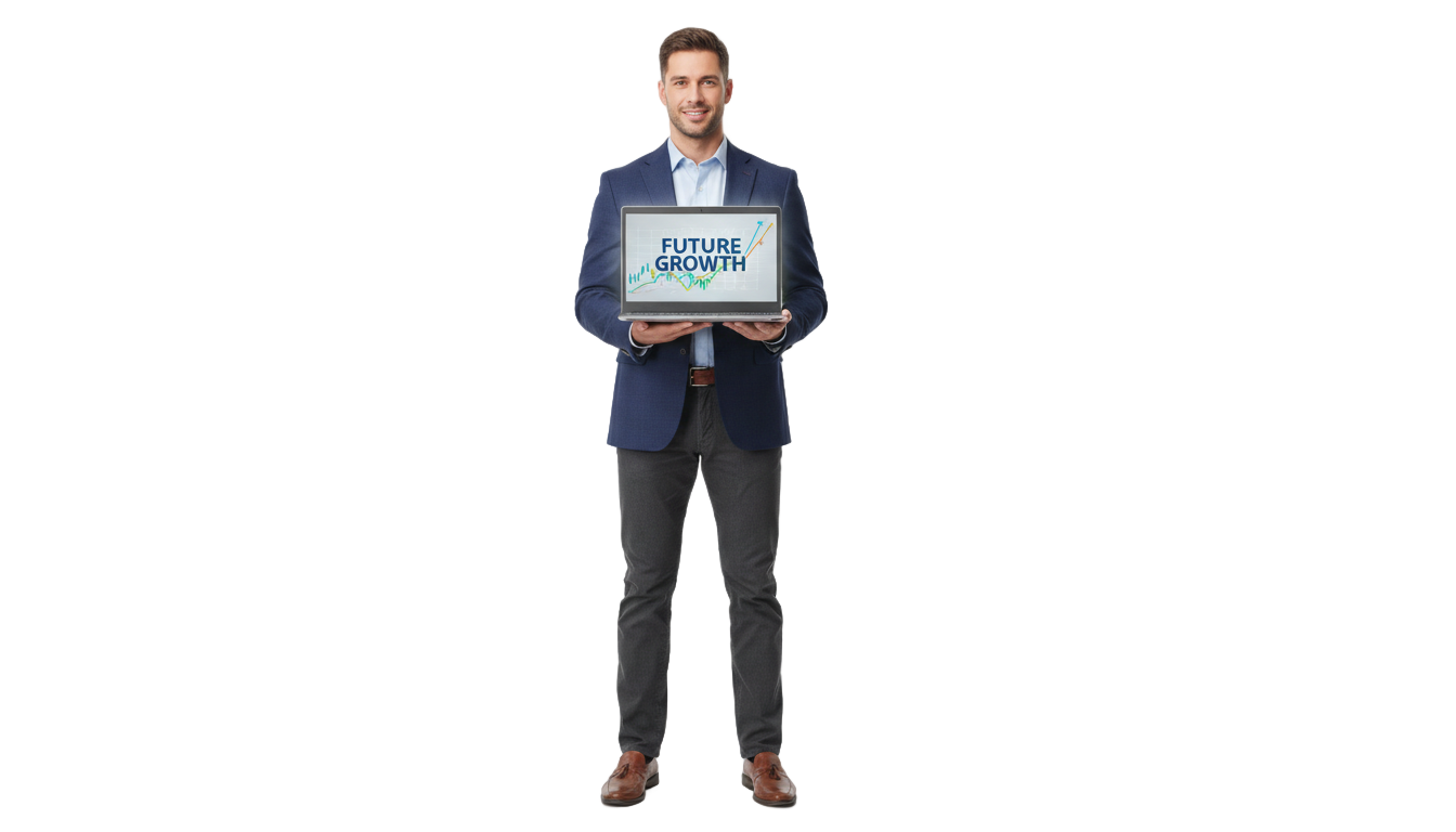 man holding laptop png PNG transparent background