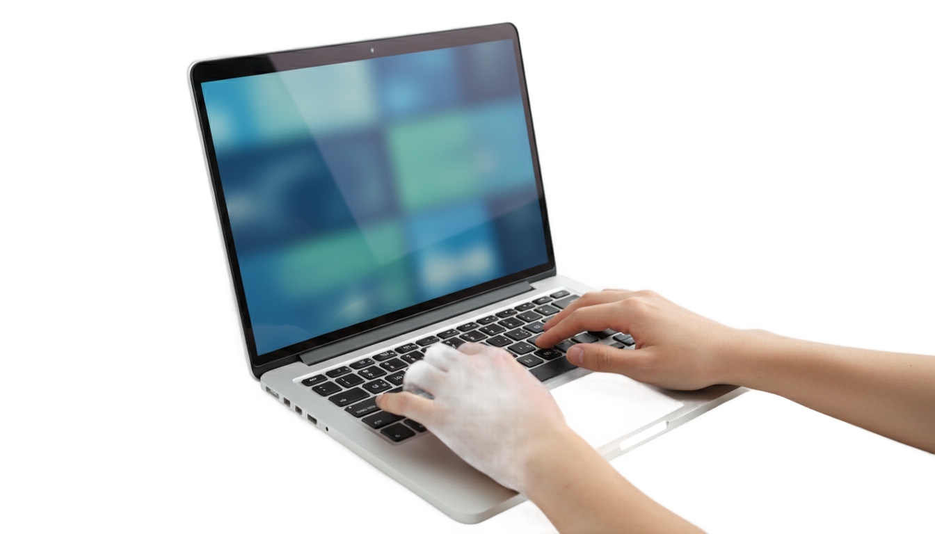 laptop with hand png PNG transparent background
