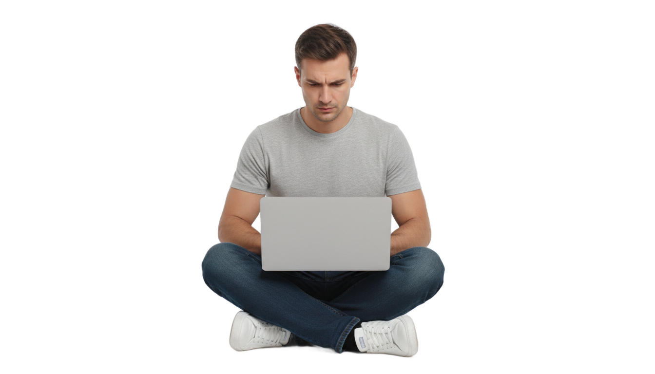 man using laptop png PNG transparent background