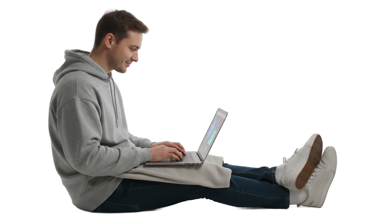 persona con laptop png PNG transparent background