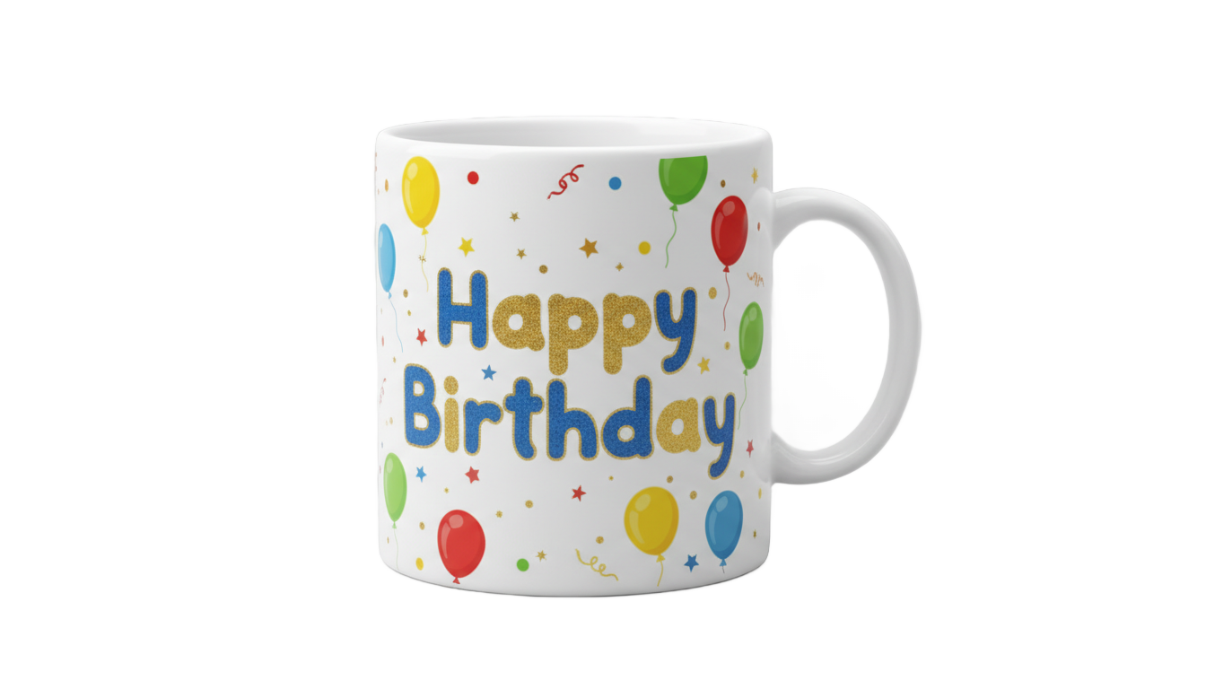 happy birthday mug design template png free download PNG transparent background