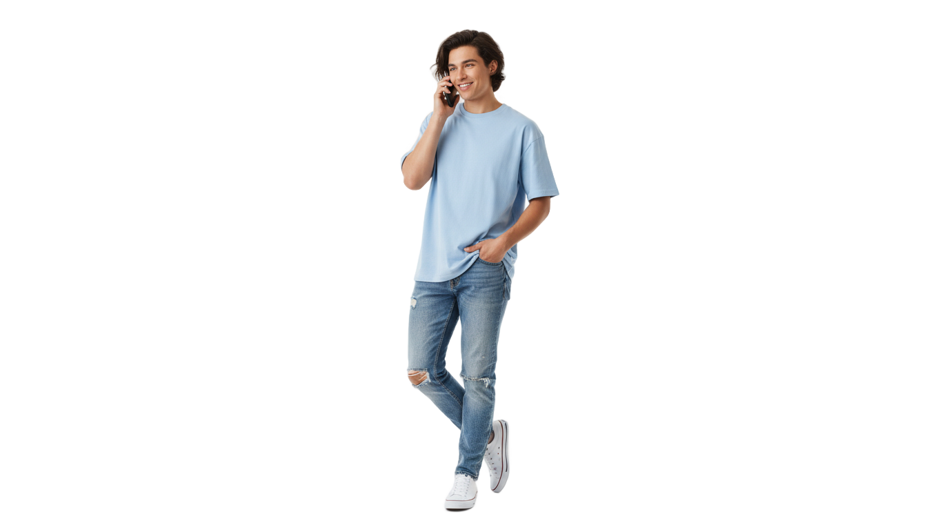 person on phone png PNG transparent background