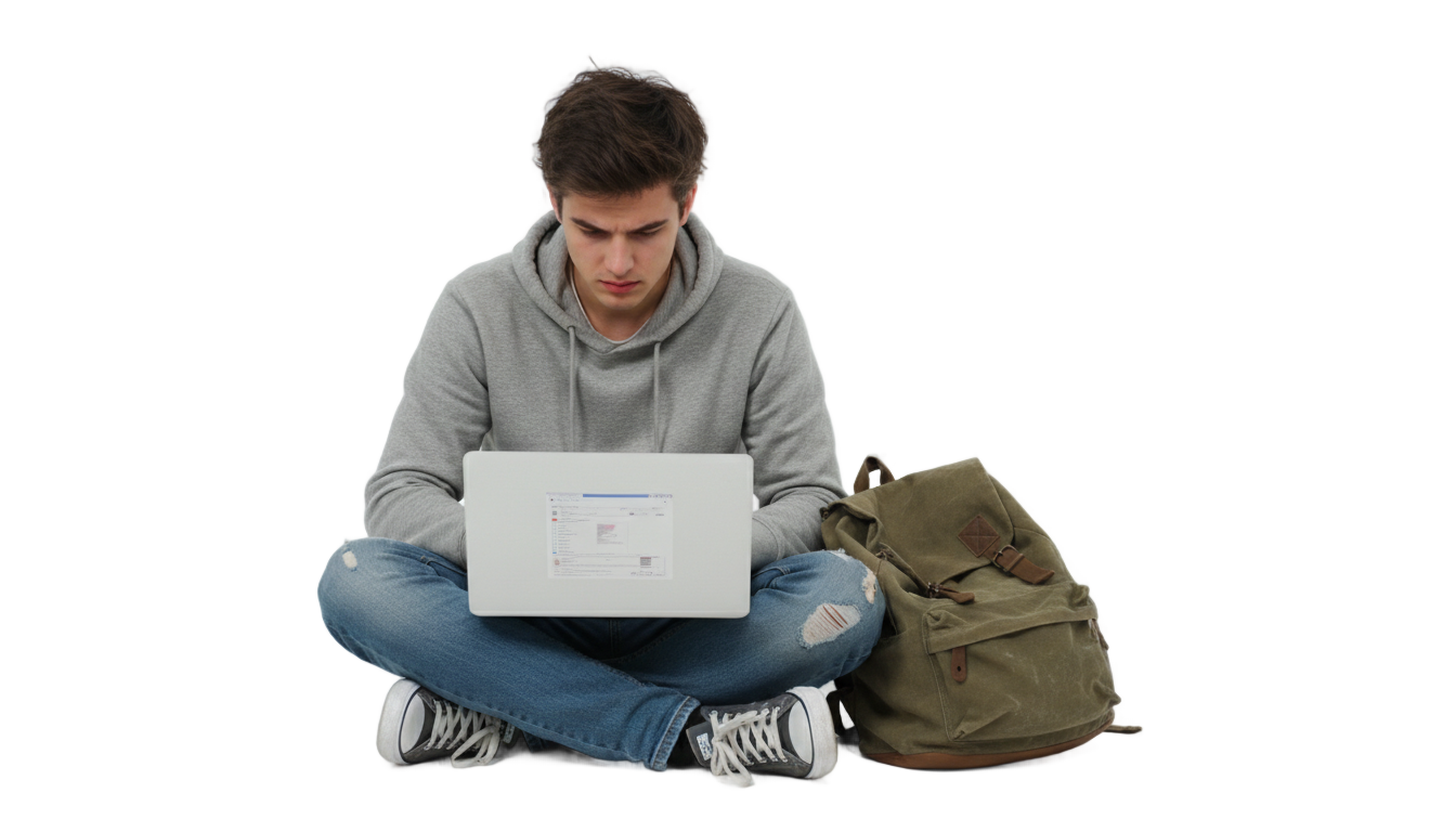 student with laptop png PNG transparent background