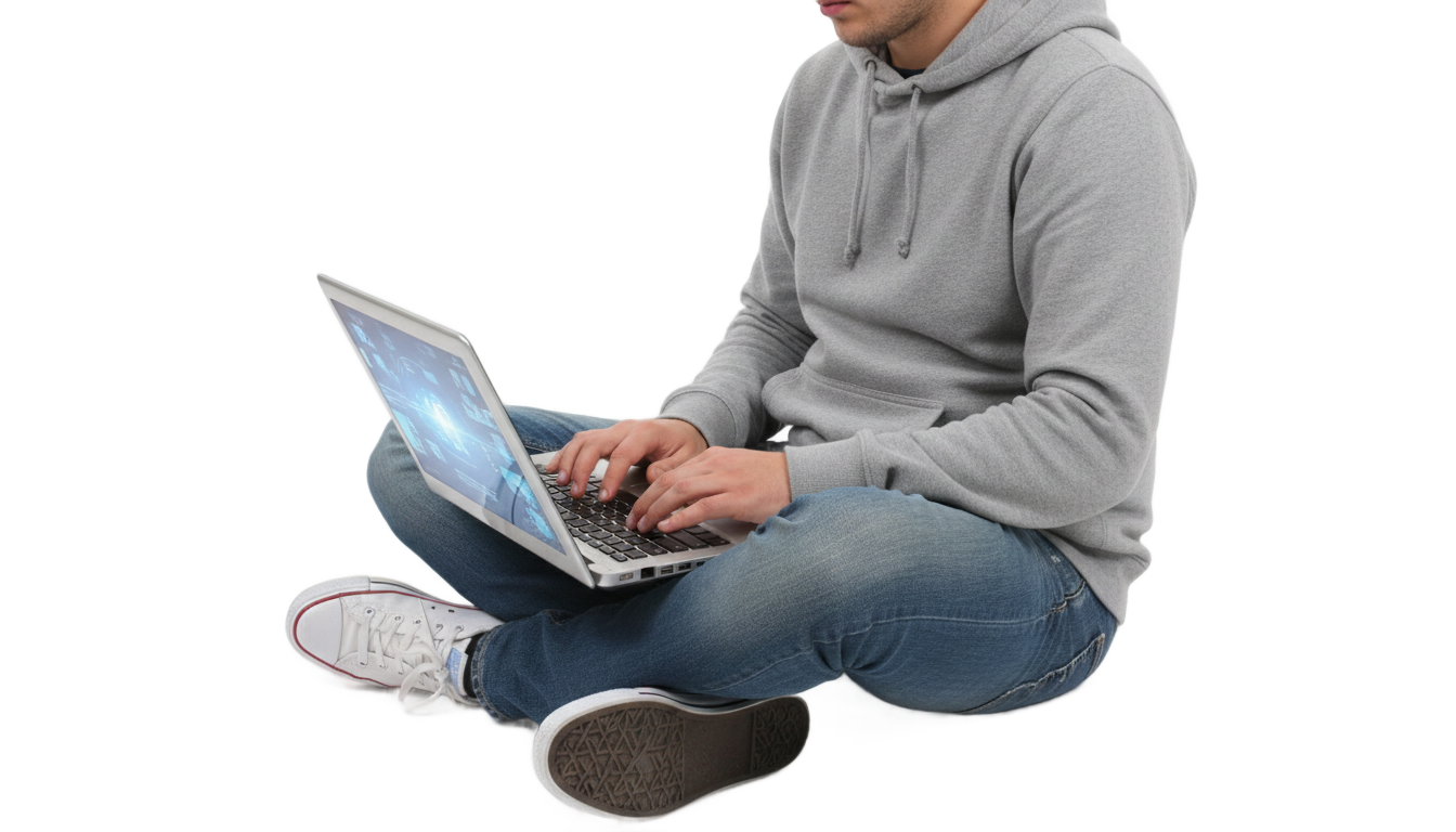 person with laptop png PNG transparent background