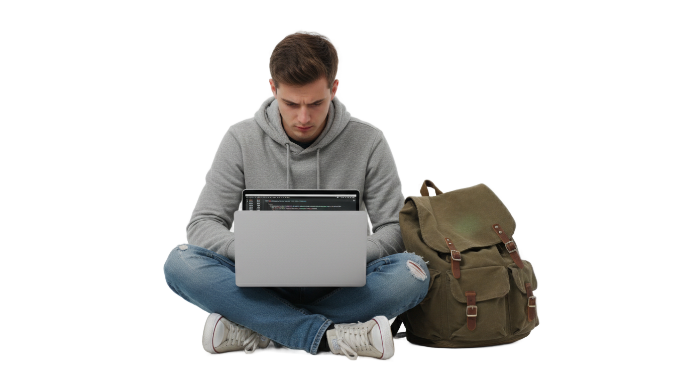 student with laptop png PNG transparent background