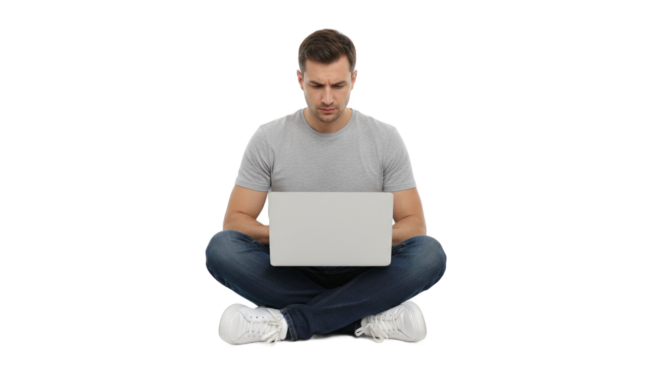 man using laptop png PNG transparent background