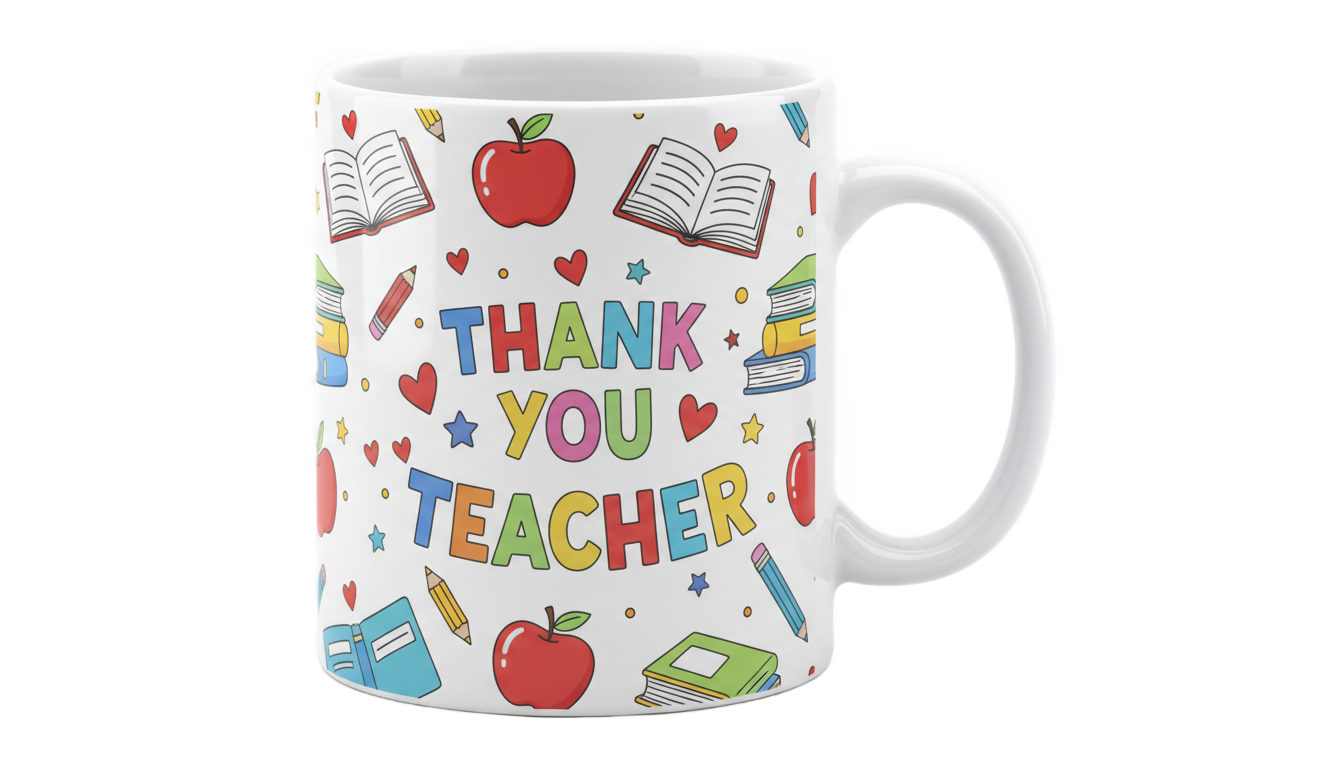 teachers day mug design png PNG transparent background