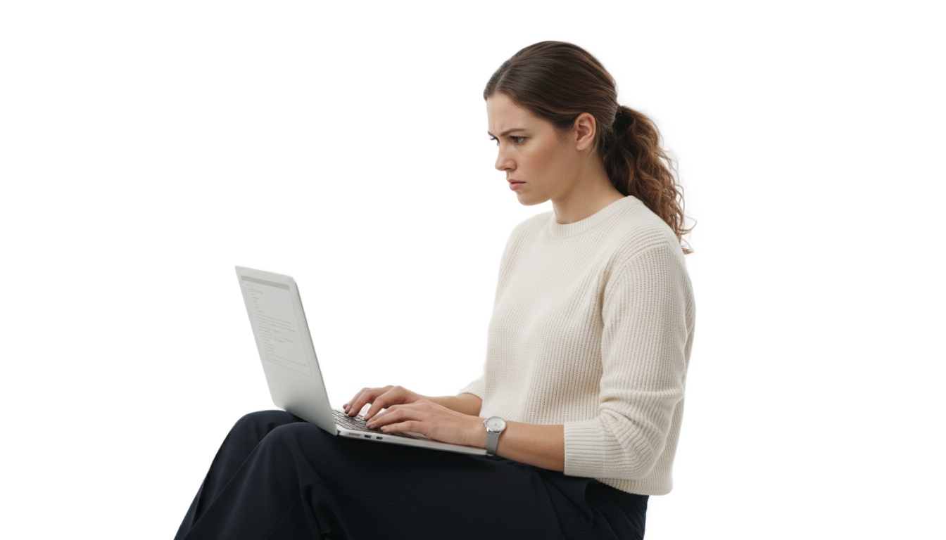 woman with laptop png PNG transparent background