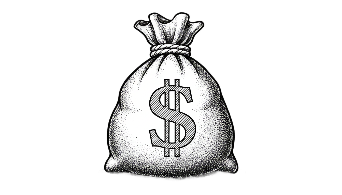 money bag png black and white PNG transparent background