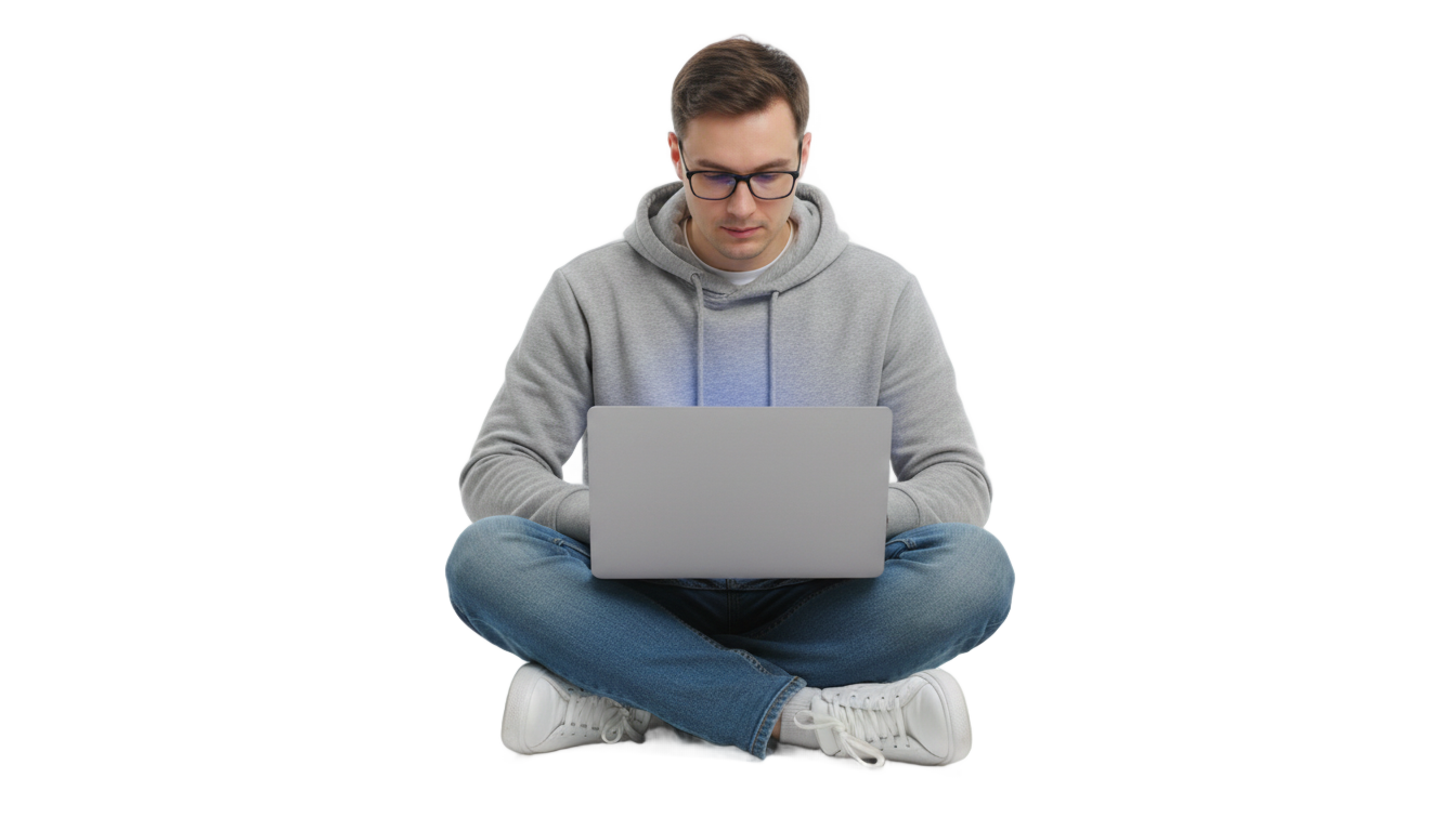 person with laptop png PNG transparent background