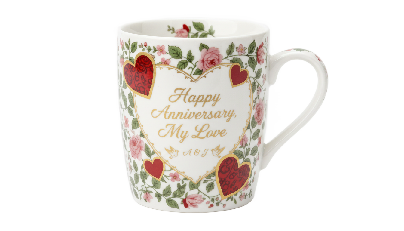 happy anniversary mug design png PNG transparent background