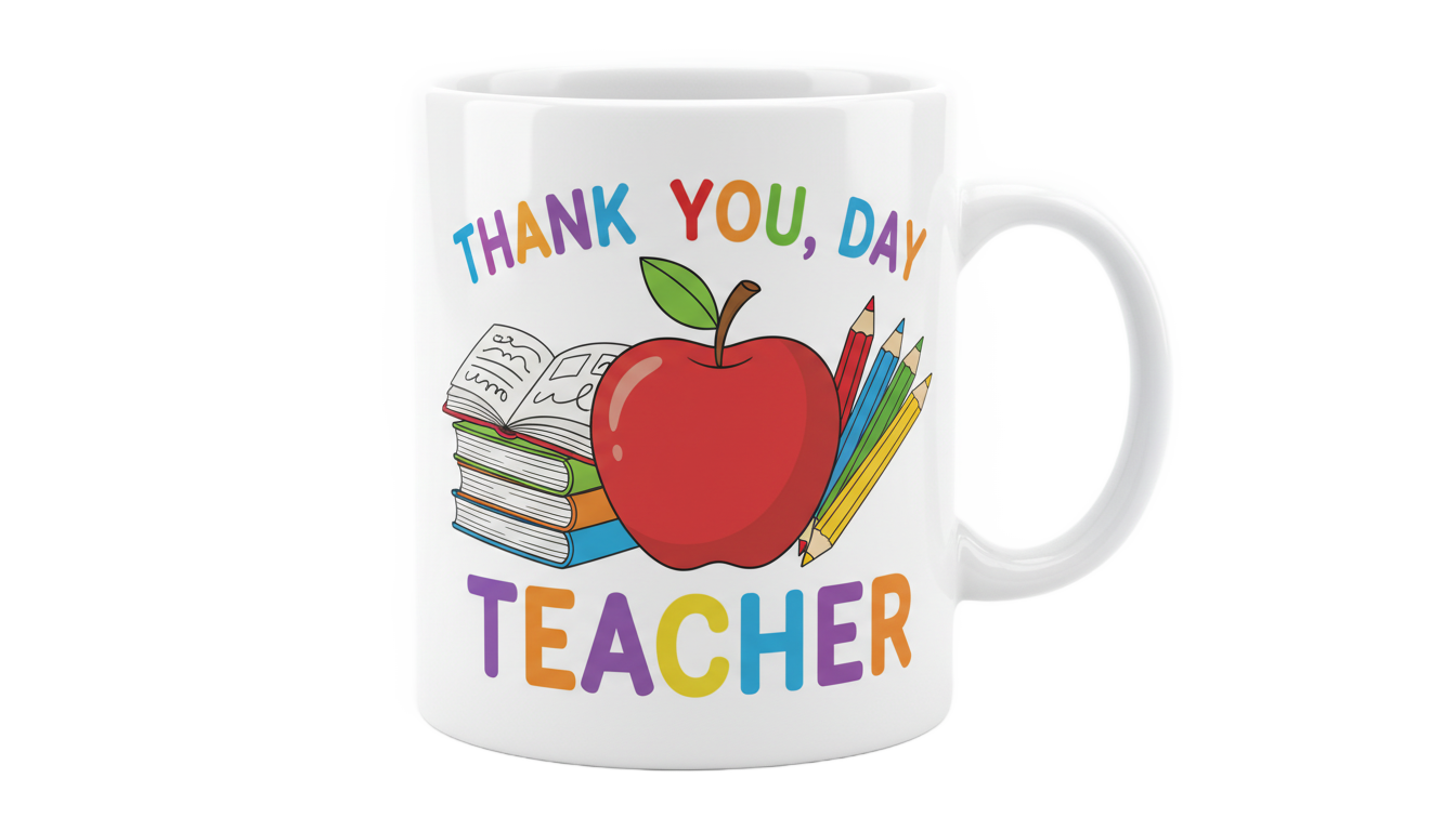 teachers day mug design png PNG transparent background