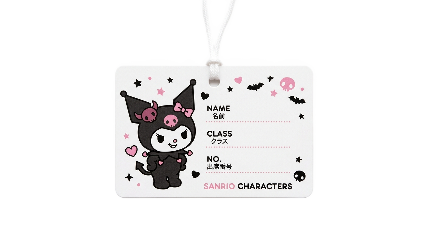 kuromi name tag png PNG transparent background