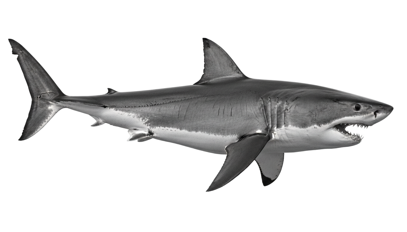 shark png black and white PNG transparent background