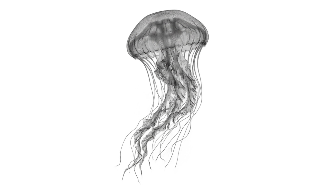 jellyfish png black and white PNG transparent background